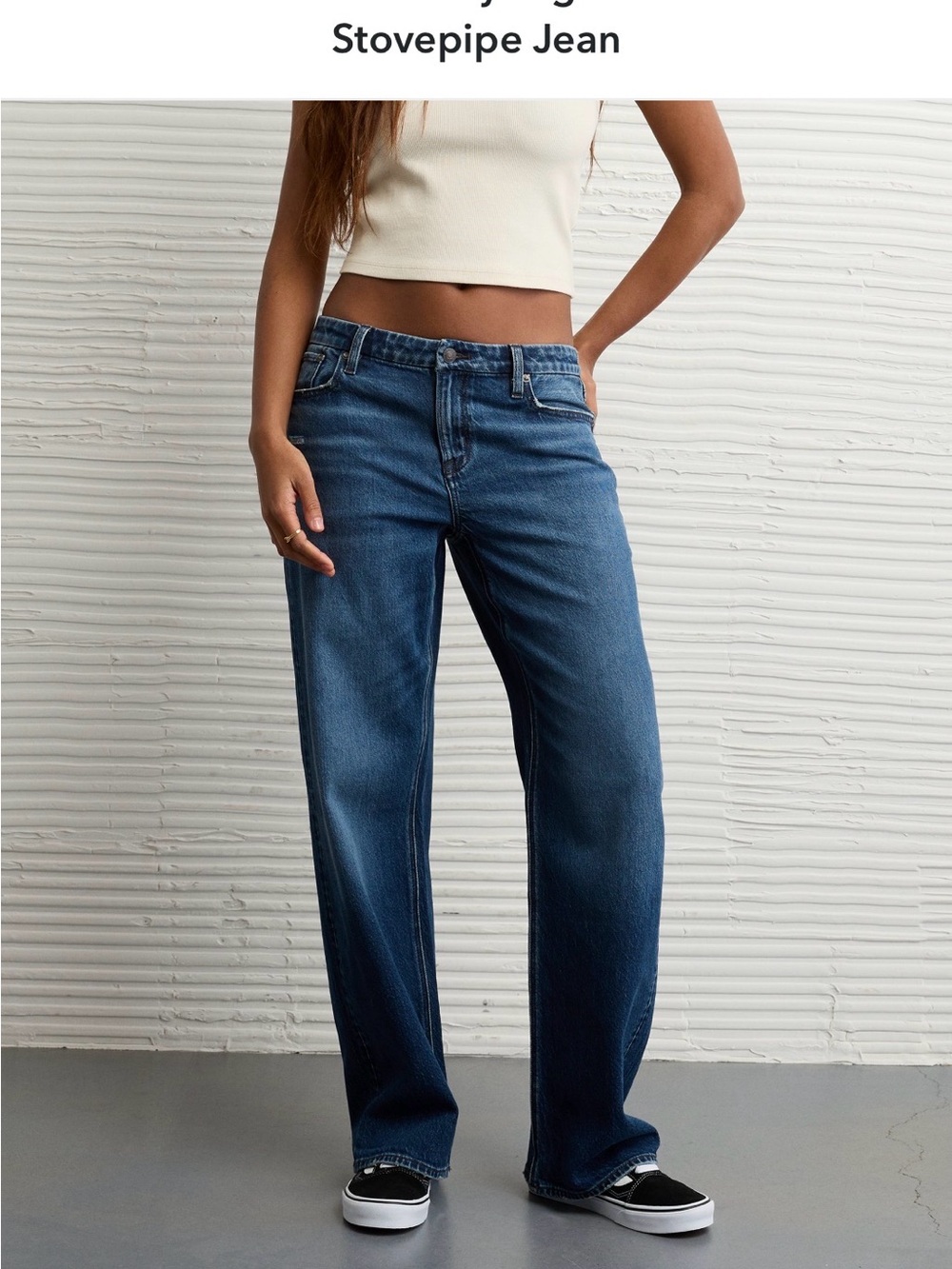American Eagle Stovepipe Curvy  Straight Leg Blue Denim Jeans
Size 4 long